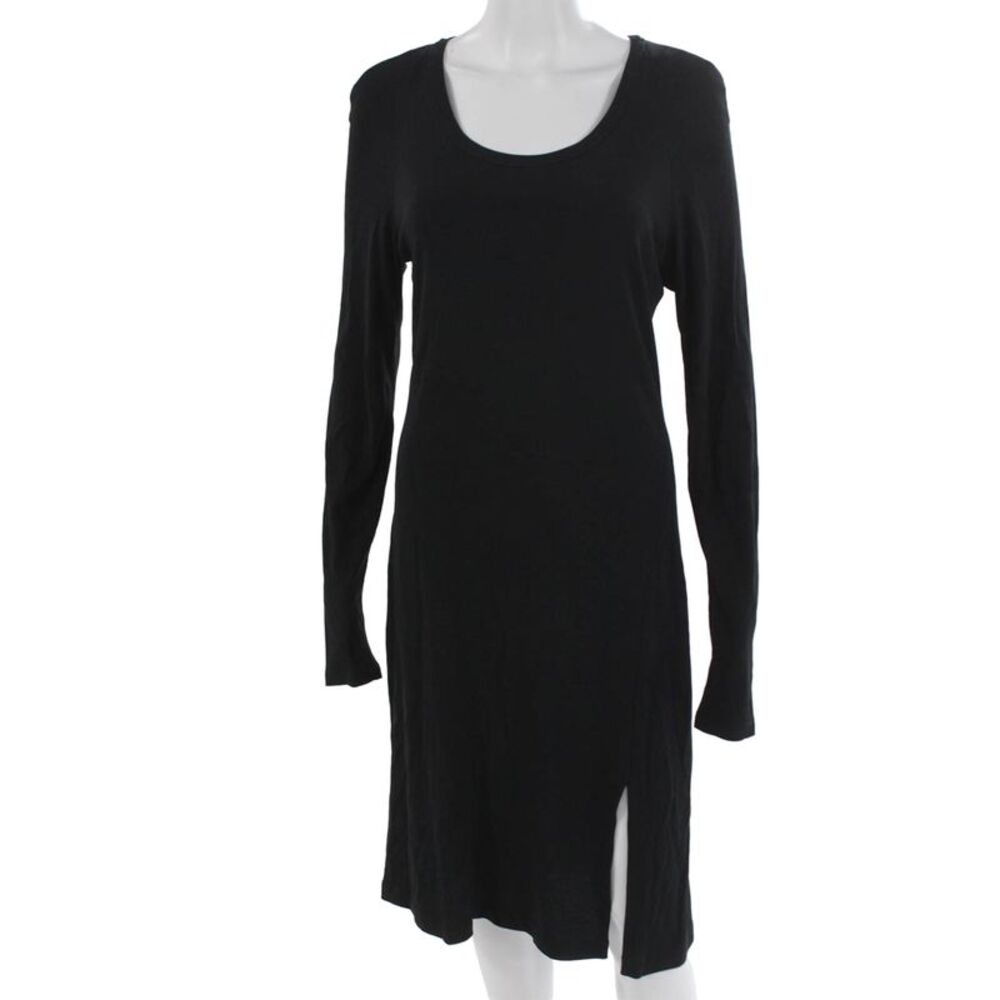 Donna Karan Signature Women Sheath Dress Black Scoop Neck Long Sleeve Size S